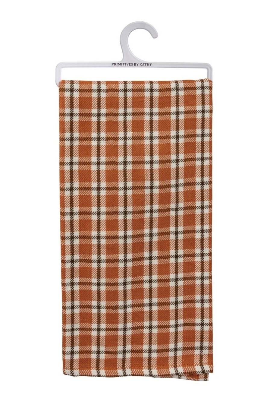 Orange Plaid Kitchen Towel